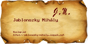 Jablonszky Mihály névjegykártya